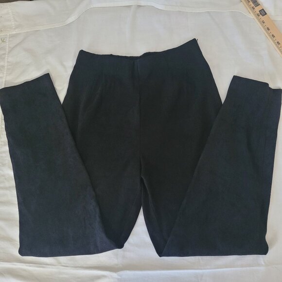 Black Faux Suede Womens Pants Dress Barn Size 12 - Picture 1 of 14
